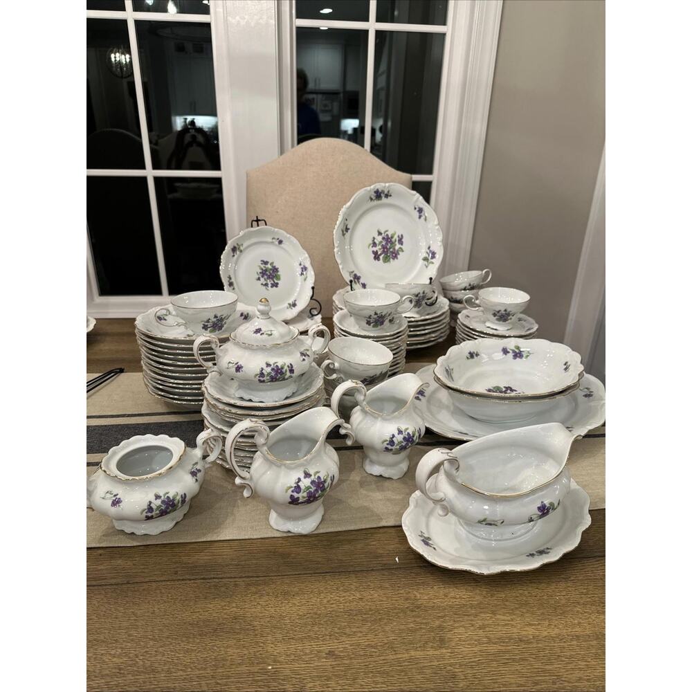 Johann Haviland Bavaria Violetta 7 Piece Service for 8 - 56 Pieces